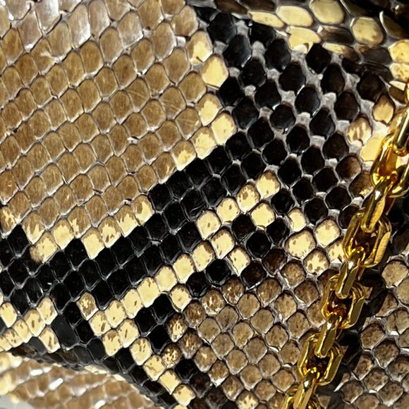 Vintage, Rare Judith Leiber Python Minaudière Bag, Gold Chain, Crossbody - Picture 6 of 15